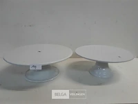 2 x taartschotel porslein op voet - afbeelding 3 van  3