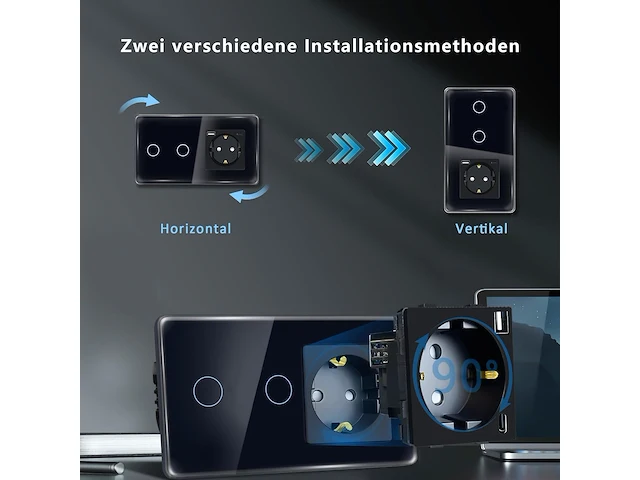 2 x tawoia touch-lichtschakelaar met stopcontact - afbeelding 2 van  7