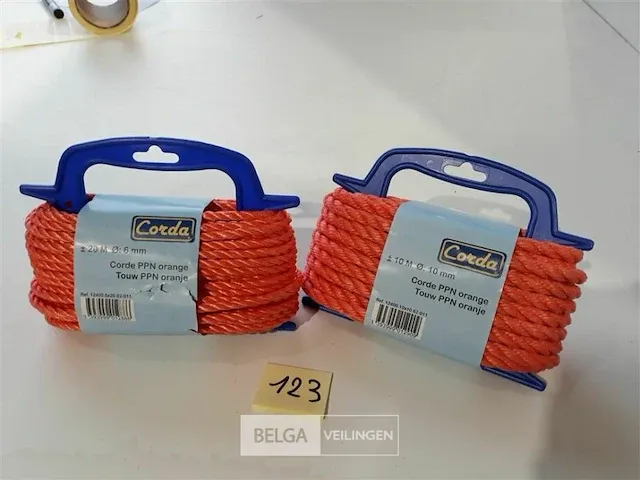 2 x touw oranje ppn op haspel 1 x 6mm x 20m 1 x 10mm x 10m - afbeelding 1 van  3