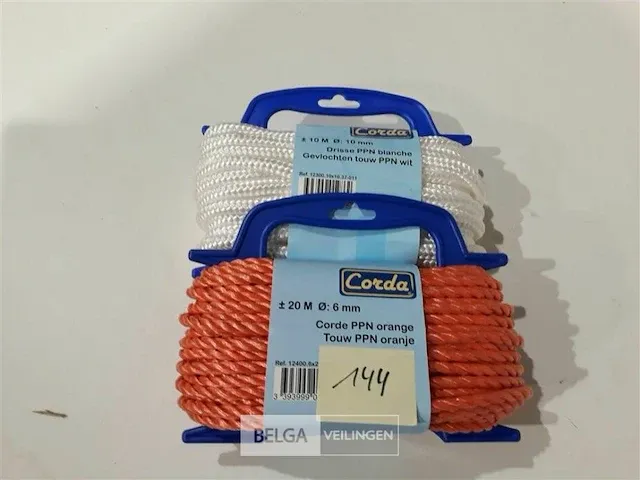 2 x touw ppn op haspel 1 x oranje 6mm x 20m 1 x wit 10mm x 10m - afbeelding 1 van  3