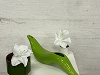 2 x vintage groene bloemvazen - afbeelding 1 van  1