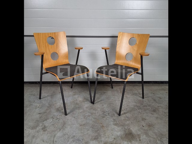 2 x vintage stoel drisag occhio van roel vandebeek voor drisag met armleuning - afbeelding 1 van  6