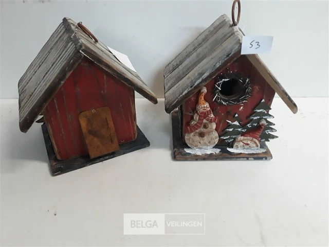 2 x vogelhuisje hout kerstmotief - afbeelding 1 van  3
