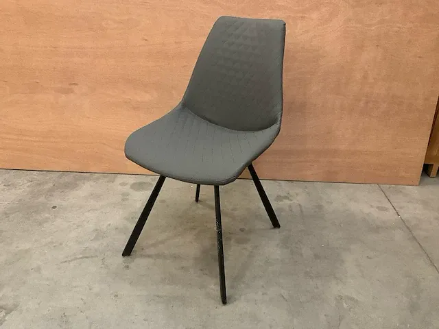 2 x young line eetkamerstoel met ruitjes lederlook pu grey - afbeelding 1 van  3