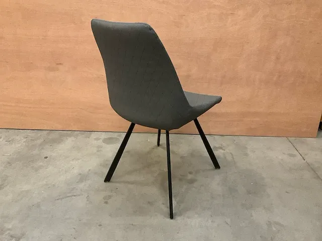 2 x young line eetkamerstoel met ruitjes lederlook pu grey - afbeelding 2 van  3