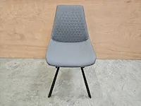 2 x young line eetkamerstoel met ruitjes lederlook pu grey - afbeelding 3 van  4