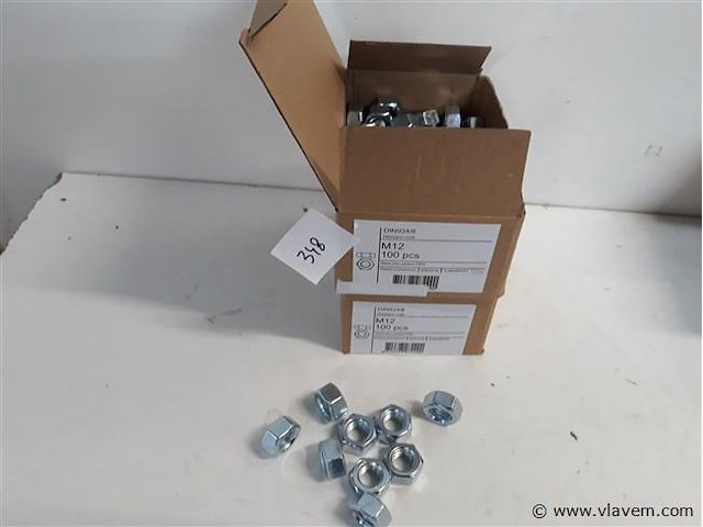 2 x zeskantmoeren verzinkt m 12 100 stuks - afbeelding 1 van  2