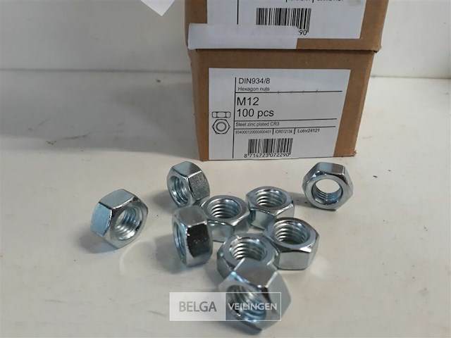 2 x zeskantmoeren verzinkt m 12 100 stuks - afbeelding 3 van  3