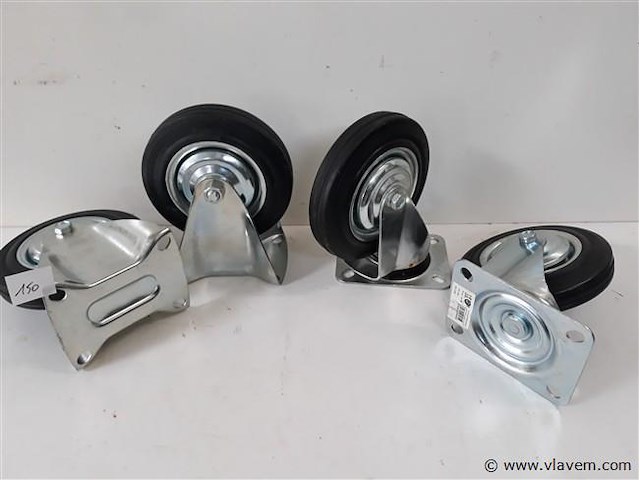 2 x zwenkwiel + 2 x bokwiel 160 mm - afbeelding 1 van  2