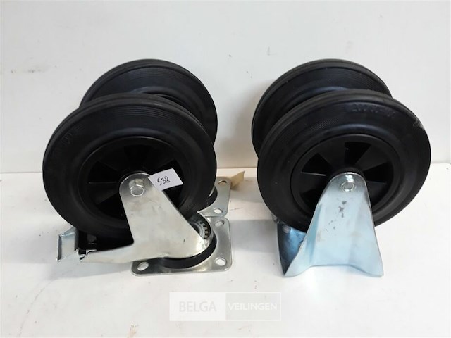 2 x zwenkwiel met rem + 2 x bokwiel 200 mm - afbeelding 2 van  3