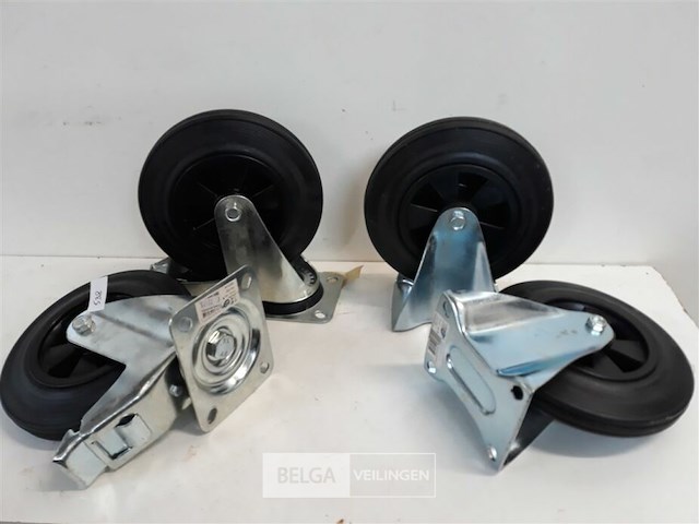 2 x zwenkwiel met rem + 2 x bokwiel 200 mm - afbeelding 3 van  3