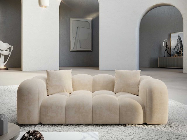 2-zits bank - crème fluweel - afbeelding 1 van  9