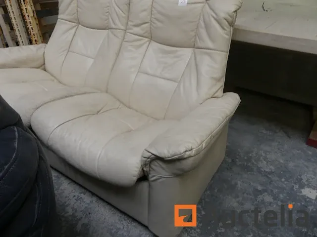2-zits beige leren bank - afbeelding 3 van  3
