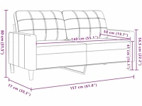 2-zits fluwelen bank lichtgrijs 140 cm - afbeelding 4 van  9