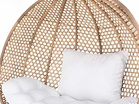 2-zits hars geweven hangstoel - beige & wit kussen - afbeelding 3 van  3