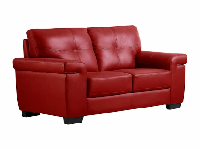 2-zits lederen bank - rood - afbeelding 2 van  5