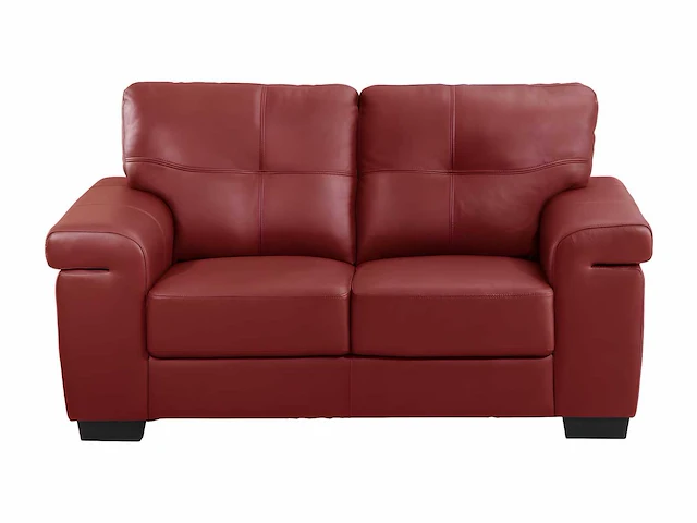 2-zits lederen bank - rood - afbeelding 3 van  5
