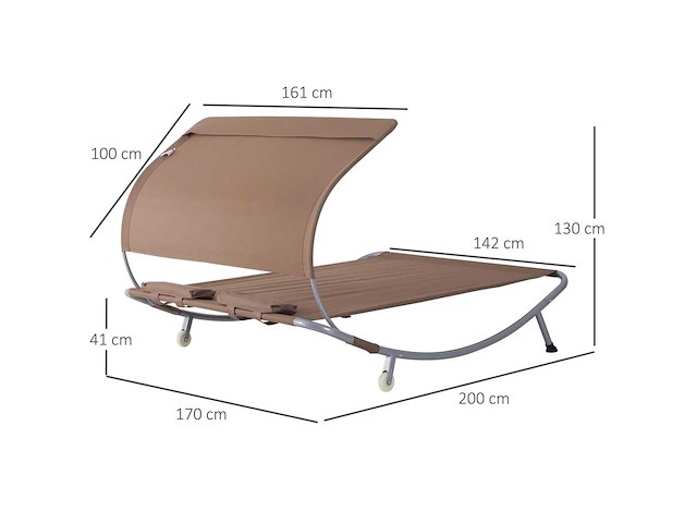 2-zits ligbed eigentijds design tuinbed - afbeelding 4 van  7