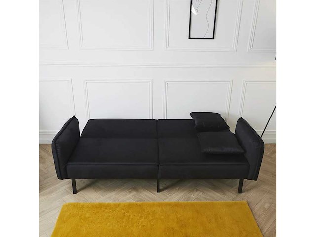 2-zits slaapbank - zwart fluweel - afbeelding 6 van  10