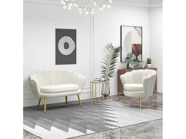 2-zitsbank in fluwelen stof - afbeelding 2 van  7