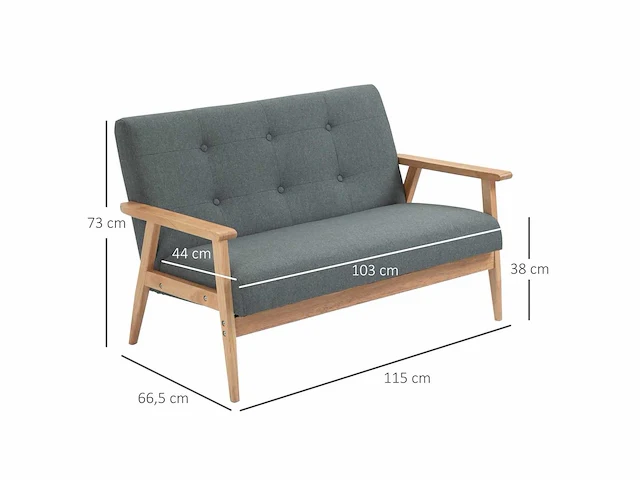 2-zitsbank in scandinavische stijl met armleuningen - afbeelding 4 van  6