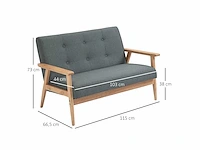 2-zitsbank in scandinavische stijl met armleuningen - afbeelding 4 van  6