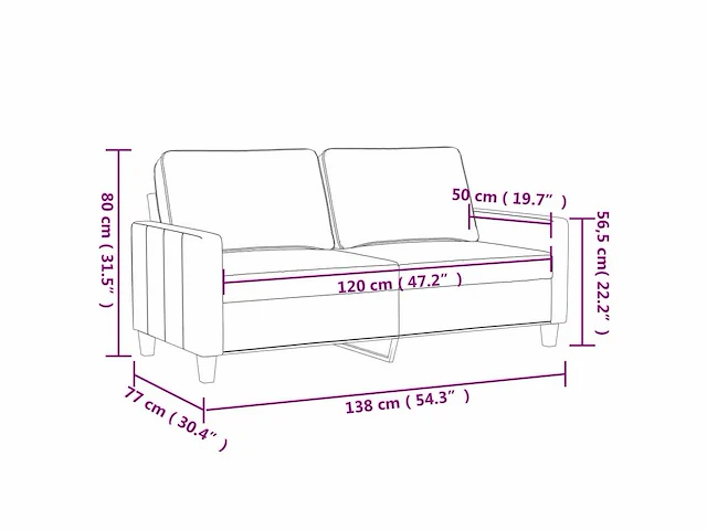 2-zitsbank zwart 120 cm - kunstleer - afbeelding 9 van  9