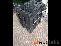2 zwarte gereedschapskisten stapelbare hard plastic - afbeelding 3 van  3