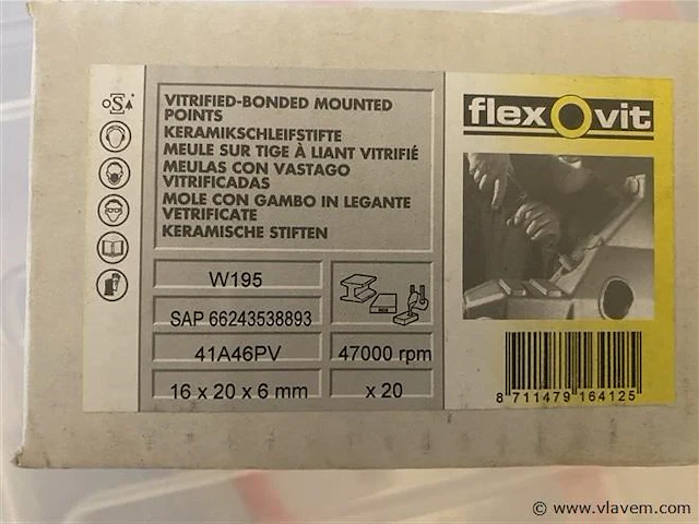 20 keramische slijpsteen op stift w195 merk flex-o-vit - afbeelding 1 van  2