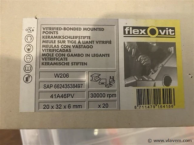 20 keramische slijpsteen op stift w206 merk flex-o-vit - afbeelding 1 van  2