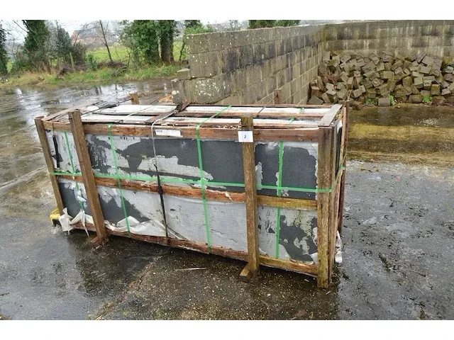 20 stuks grijs granieten platen voor tuinschermen en lage muurtjes gebrand en geborsteld met lijnen zijde afgewerkt afm. 220x90x3 - afbeelding 1 van  5