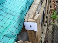 20 stuks grijs granieten platen voor tuinschermen en lage muurtjes gebrand en geborsteld met lijnen 2 zijden afgewerkt afm. 220x60x3 - afbeelding 2 van  5