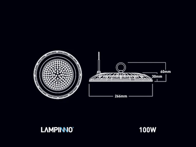 20 x 100w 3000k led ufo highbay slim waterdicht met lens - afbeelding 4 van  6