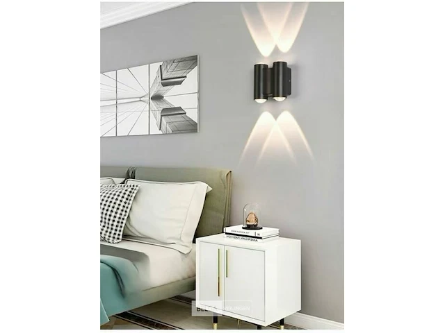 20 x bidirectionele led wandlamp – 4w – 3500k – ip54 – zwart – sw-47-2 - afbeelding 3 van  4