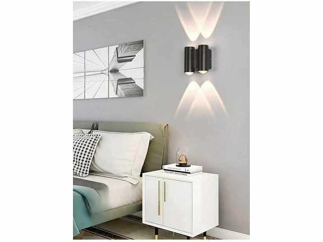 20 x bidirectionele led wandlamp – 4w – 3500k – ip54 – zwart – sw-47-2 - afbeelding 2 van  3