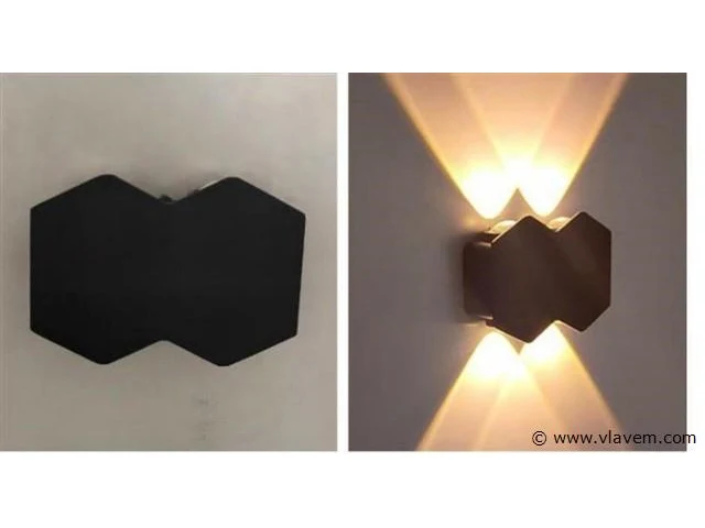 20 x bidirectionele led wandlamp – 4w – 3500k – ip54 – zwart – sw-51-2 - afbeelding 2 van  5