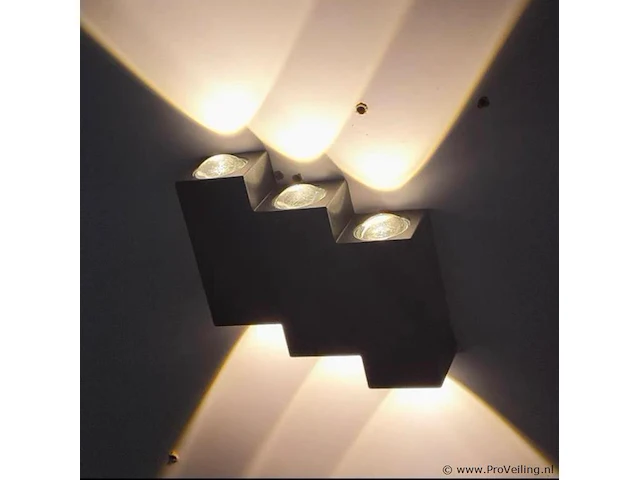 20 x bidirectionele led wandlamp – 6w – 3500k – ip54 – zwart – sw-45-3 - afbeelding 1 van  3