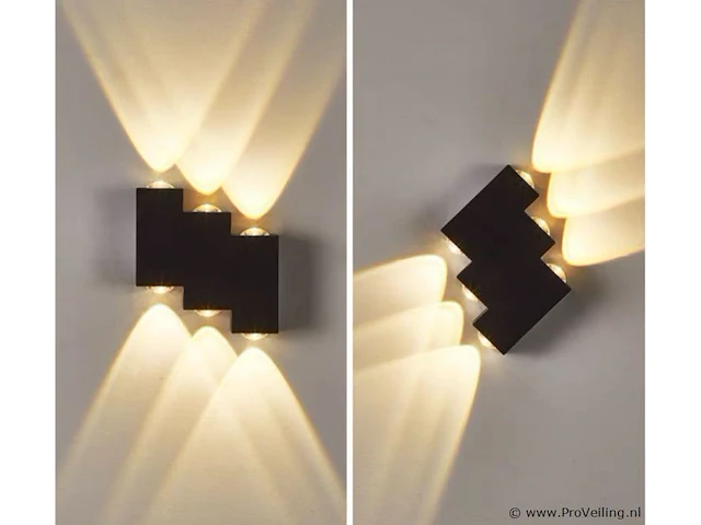 20 x bidirectionele led wandlamp – 6w – 3500k – ip54 – zwart – sw-45-3 - afbeelding 2 van  3