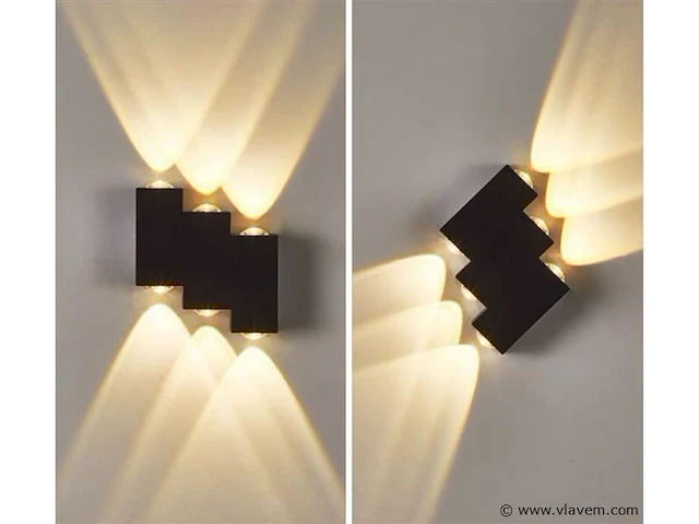 20 x bidirectionele led wandlamp – 6w – 3500k – ip54 – zwart – sw-45-3 - afbeelding 2 van  3