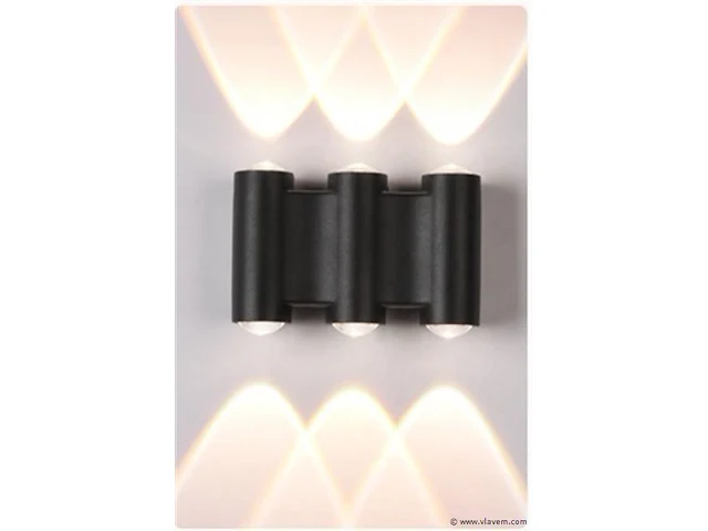 20 x bidirectionele led wandlamp – 6w – 3500k – ip54 – zwart – sw-47-3 - afbeelding 1 van  3
