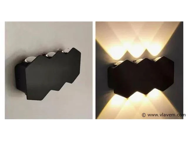 20 x bidirectionele led wandlamp – 6w – 3500k – ip54 – zwart – sw-51-3 - afbeelding 2 van  5