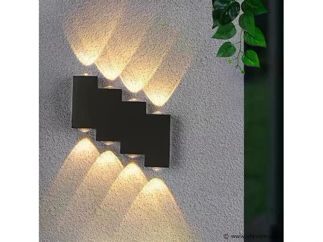 20 x bidirectionele led wandlamp – 8w – 3500k – ip54 – zwart – sw-45-4 - afbeelding 1 van  2