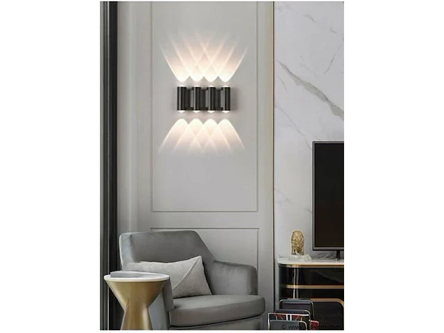 20 x bidirectionele led wandlamp – 8w – 3500k – ip54 – zwart – sw-47-4 - afbeelding 2 van  3