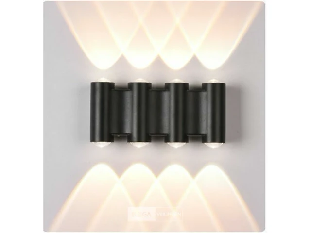 20 x bidirectionele led wandlamp – 8w – 3500k – ip54 – zwart – sw-47-4 - afbeelding 1 van  4