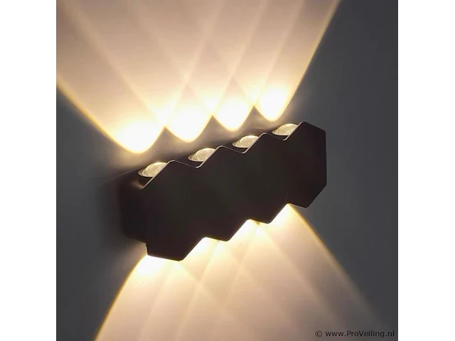 20 x bidirectionele led wandlamp – 8w – 3500k – ip54 – zwart – sw-51-4 - afbeelding 1 van  5
