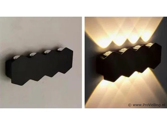 20 x bidirectionele led wandlamp – 8w – 3500k – ip54 – zwart – sw-51-4 - afbeelding 2 van  5