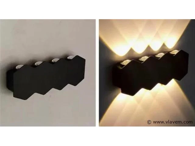 20 x bidirectionele led wandlamp – 8w – 3500k – ip54 – zwart – sw-51-4 - afbeelding 2 van  5
