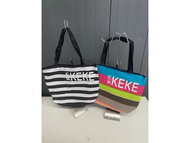 20 x draagtas - keke - stof - gevoerd - mix 4 kleuren - afbeelding 3 van  6