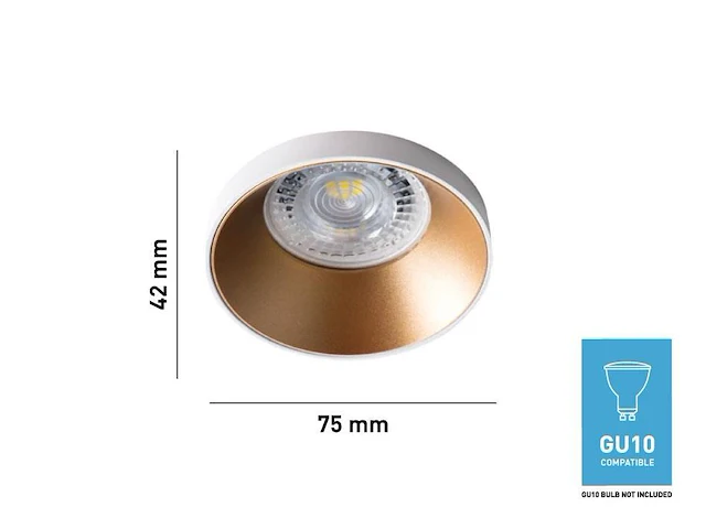 20 x gu10 inbouw armatuur wit en goud met lamphouder - afbeelding 4 van  5