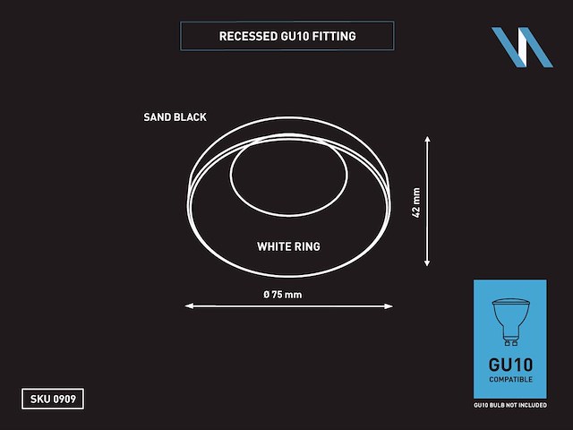 20 x gu10 inbouw armatuur wit en zwart met lamphouder - afbeelding 3 van  5